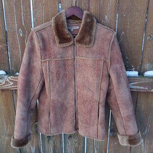 Mojo Moda Faux Suede Fur Trim Jacket Sz. XL
